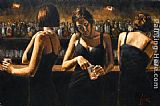 Fabian Perez Study for Three Girls at the Bar painting